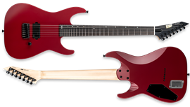 ESP USA M-7 Baritone Cherry Bomb Satin 7-String Electric Guitar 2024